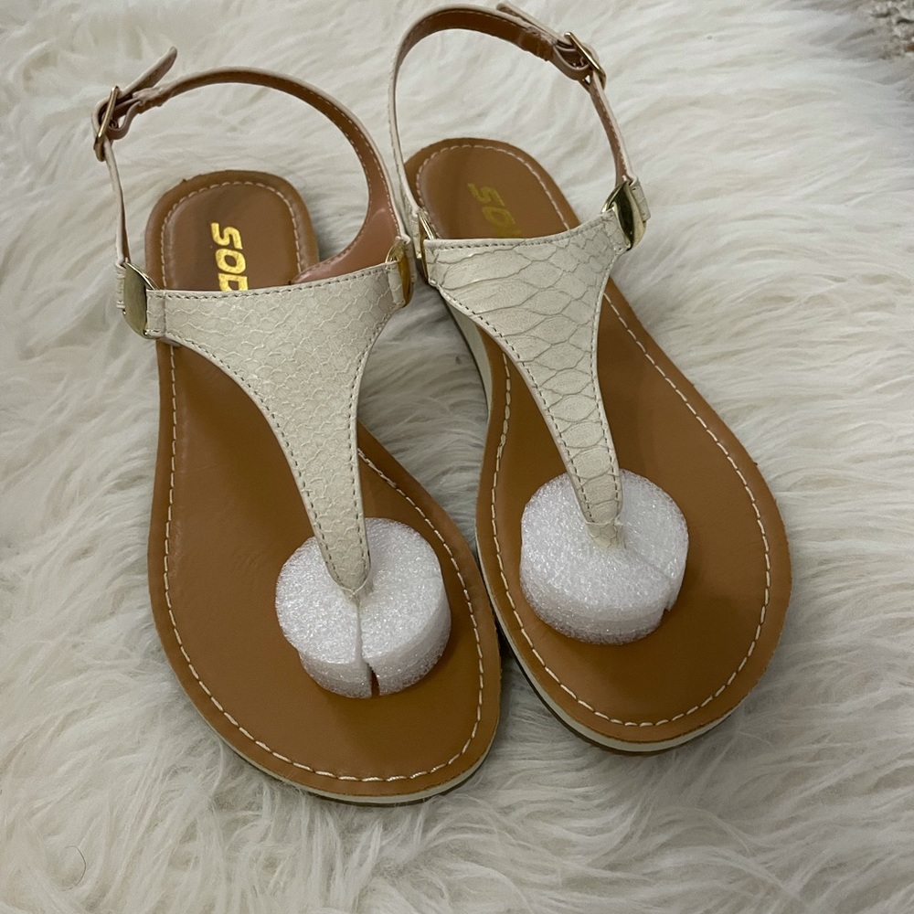 Cream and gold sandals